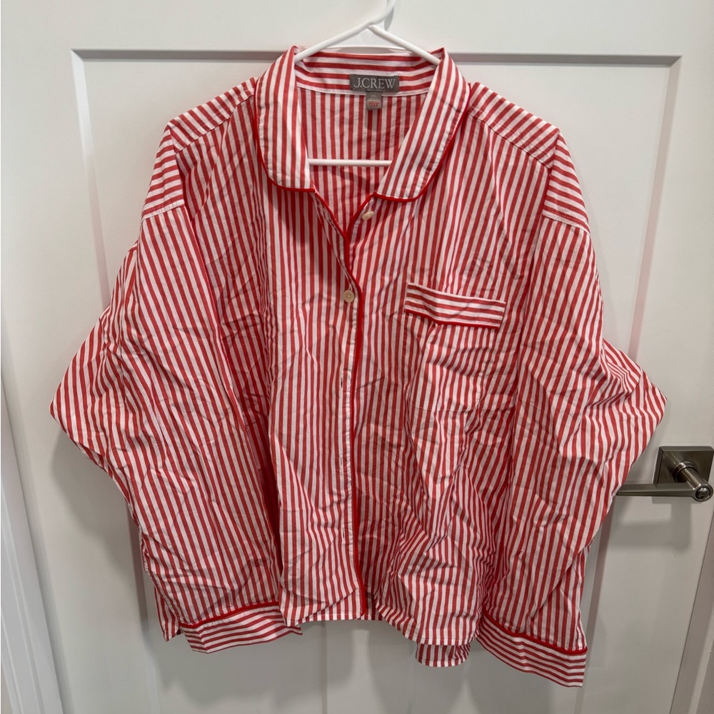 J.Crew Red and White Striped Poplin Shirt